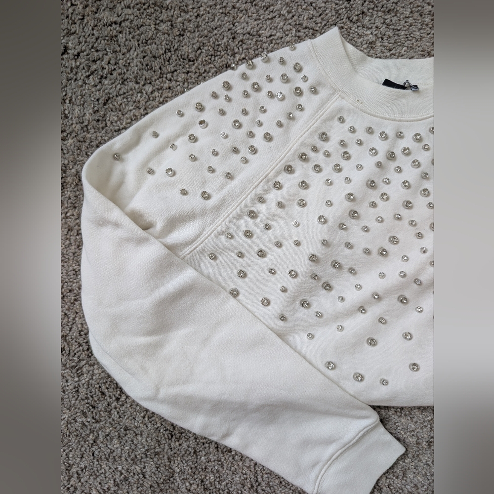Express Studded Rhinestone Sweatshirt and Sweatpants Set